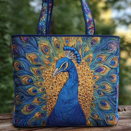 Royal Peacock Quilted Artisan Tote