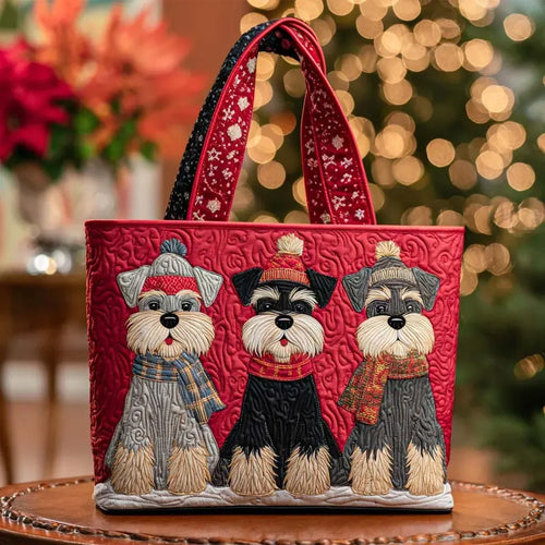 Trio of Schnauzers Quilted Artisan Tote