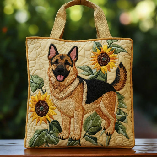German Shepherd Floral Quilted Artisan Tote