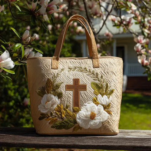 Sacred Cross Quilted Artisan Tote