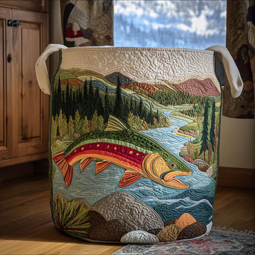 Calm Stream Quilted Laundry Basket
