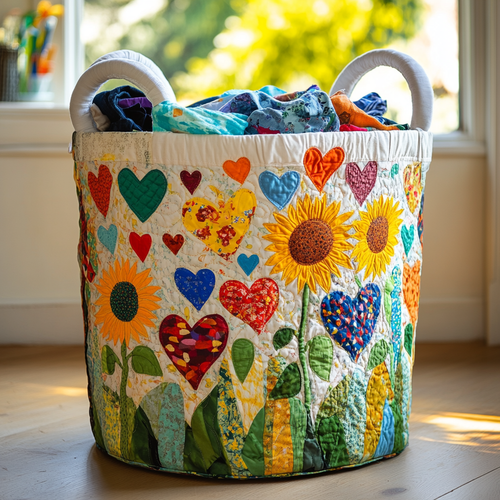 Country Charm Quilted Laundry Basket