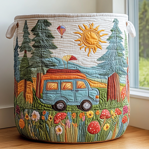 Peaceful Journey Quilted Laundry Basket