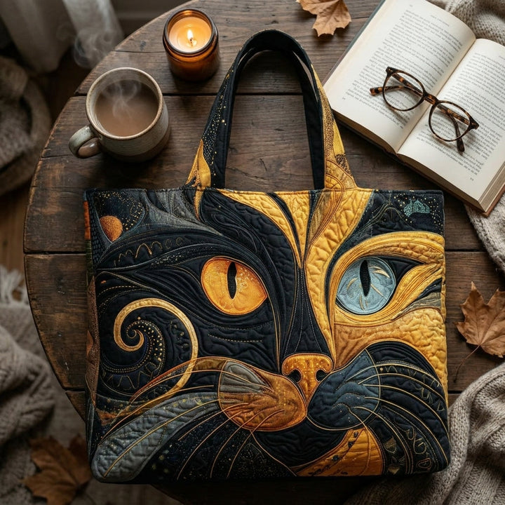 Mystic Cat Quilted Artisan Tote