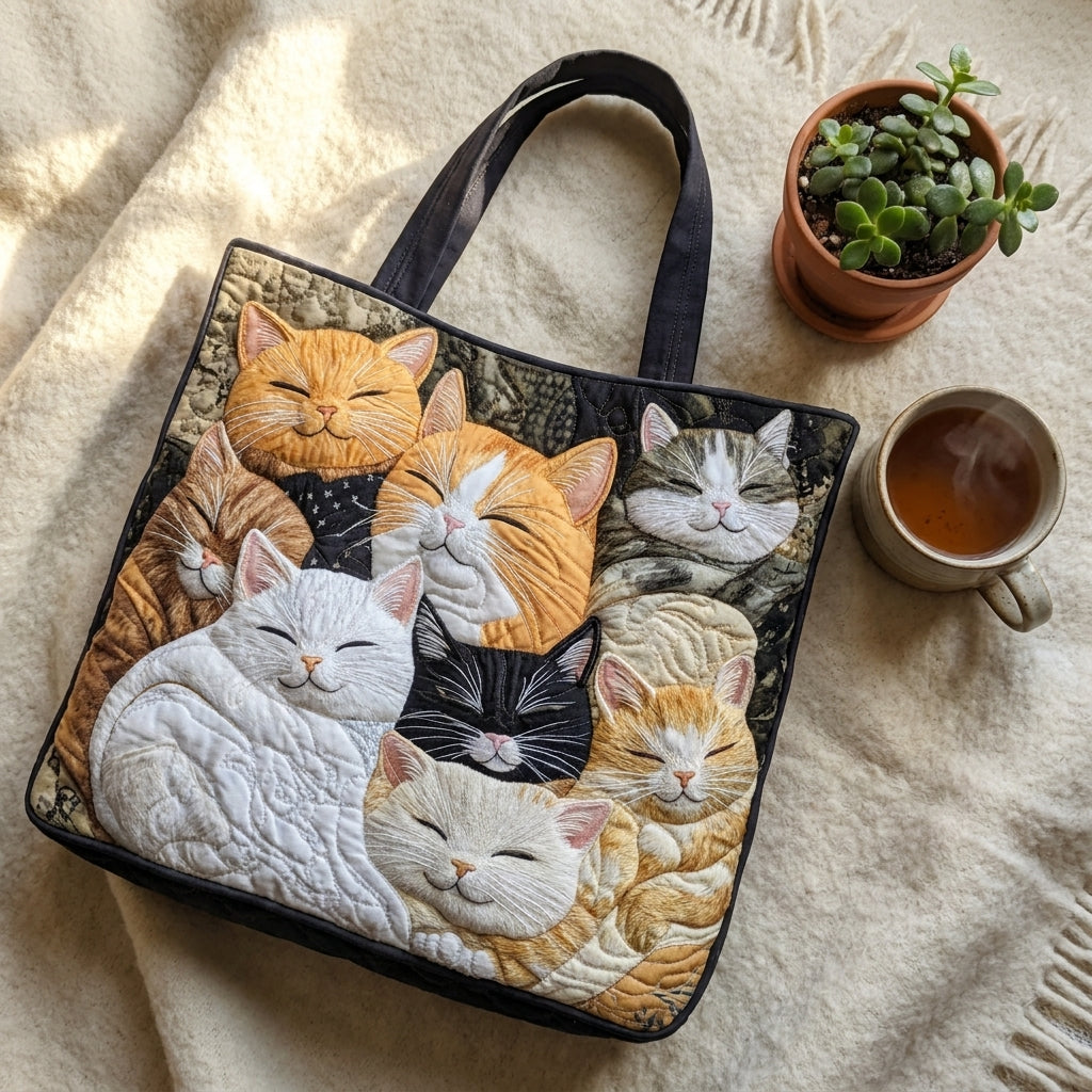 Sleeping Kittens Quilted Artisan Tote