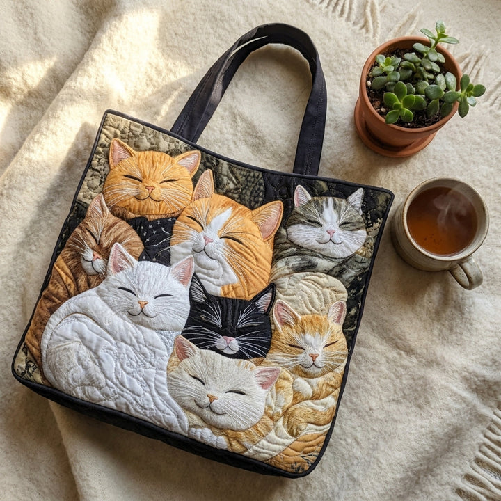 Sleeping Kittens Quilted Artisan Tote