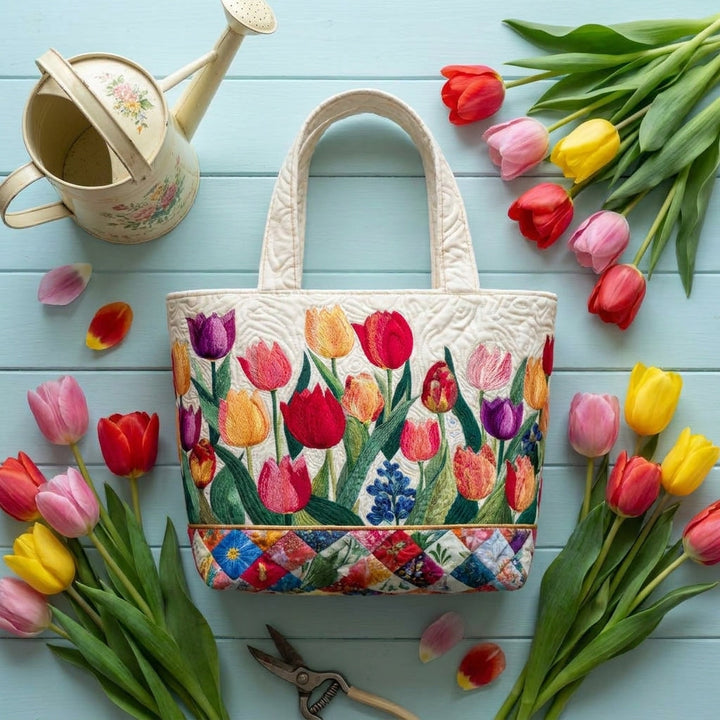 Tulip Garden Quilted Artisan Tote