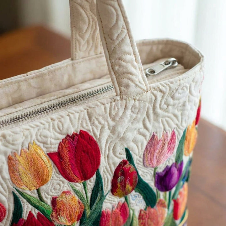 Tulip Garden Quilted Artisan Tote