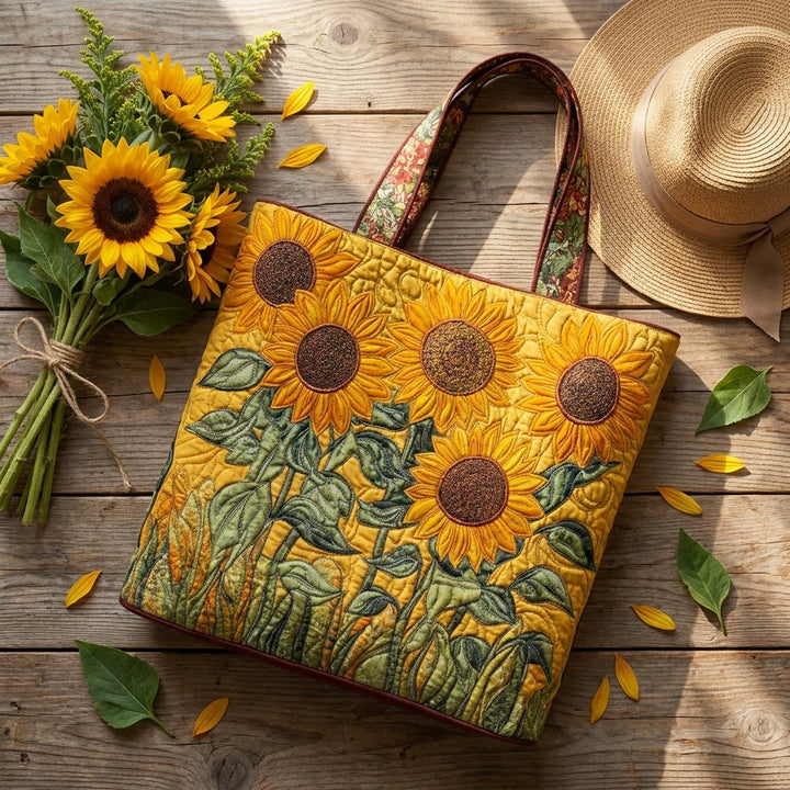 Classic Sunflowers Quilted Artisan Tote