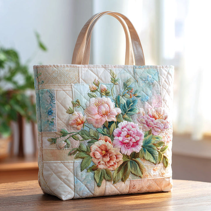 Flower Bloom Quilted Tote Bag