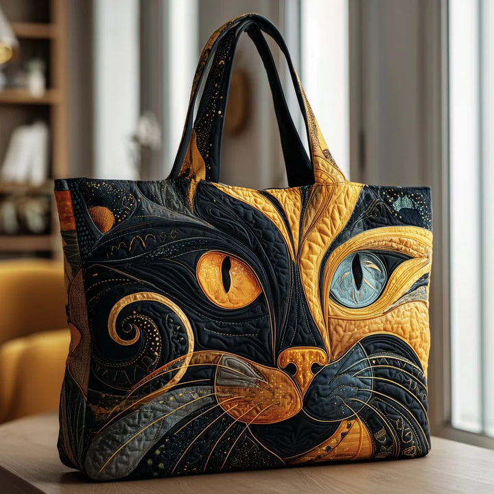 Mystic Cat Quilted Artisan Tote