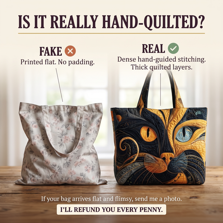 Mystic Cat Quilted Artisan Tote