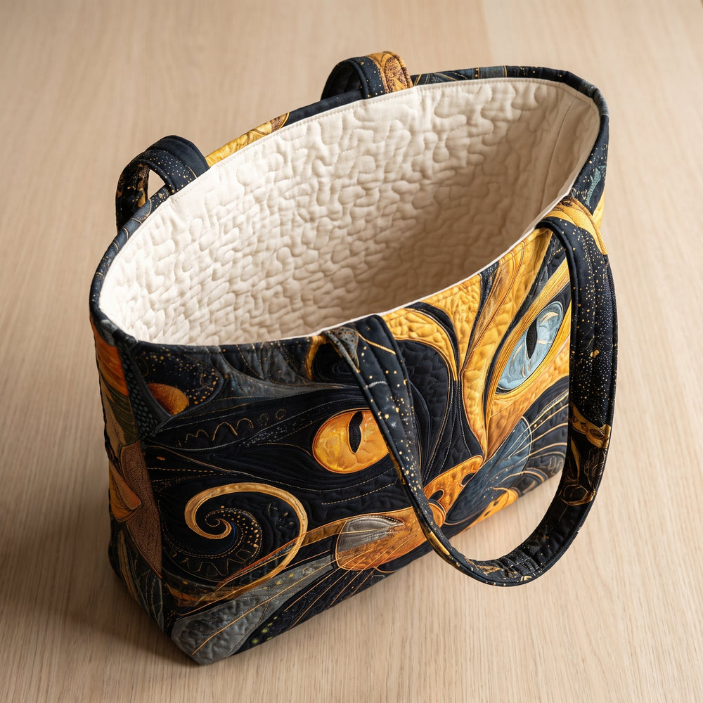 Mystic Cat Quilted Artisan Tote