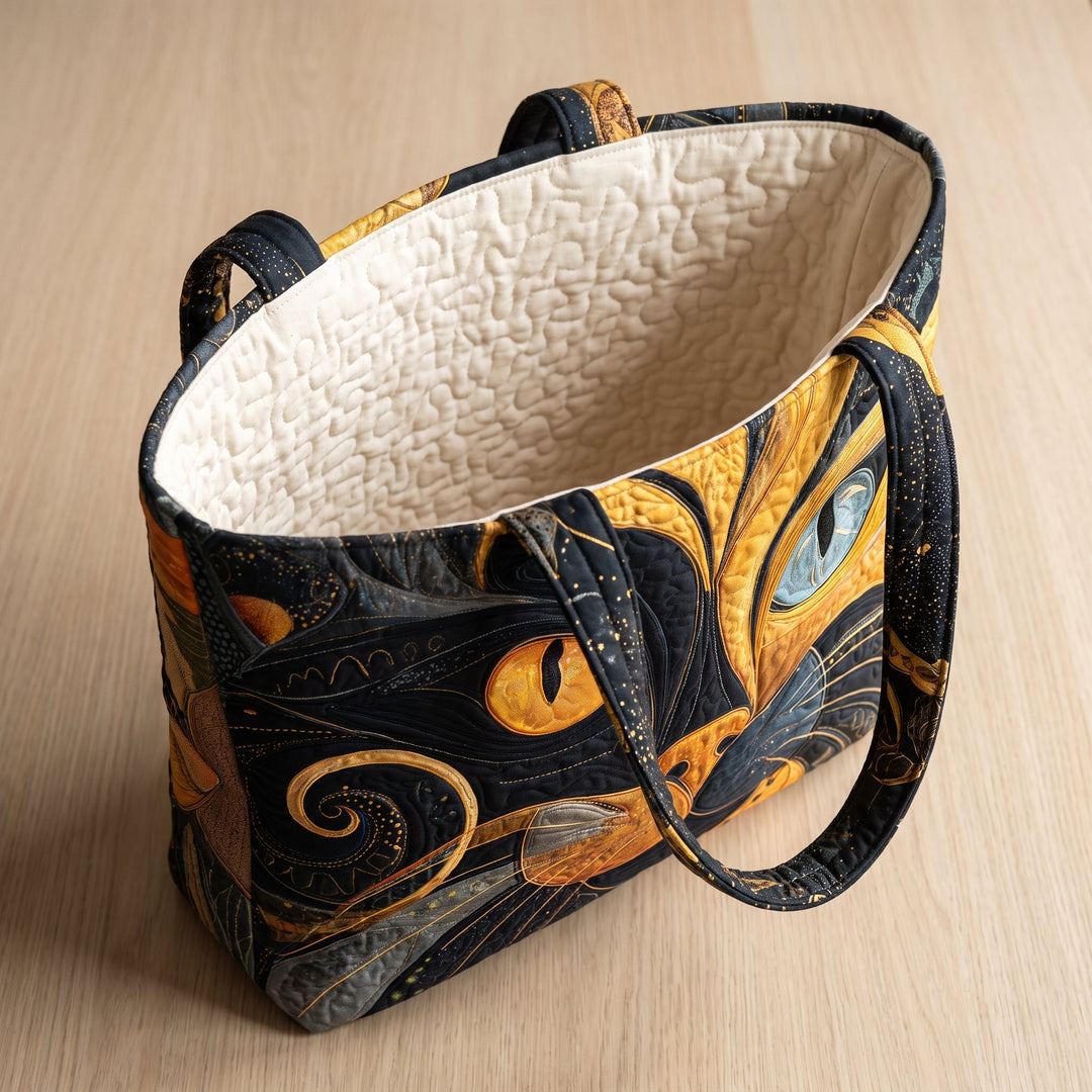 Mystic Cat Quilted Artisan Tote