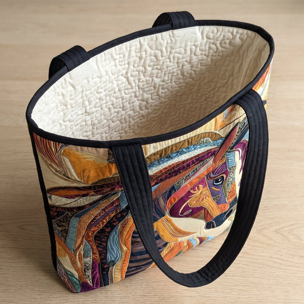 Mosaic Horse Quilted Artisan Tote