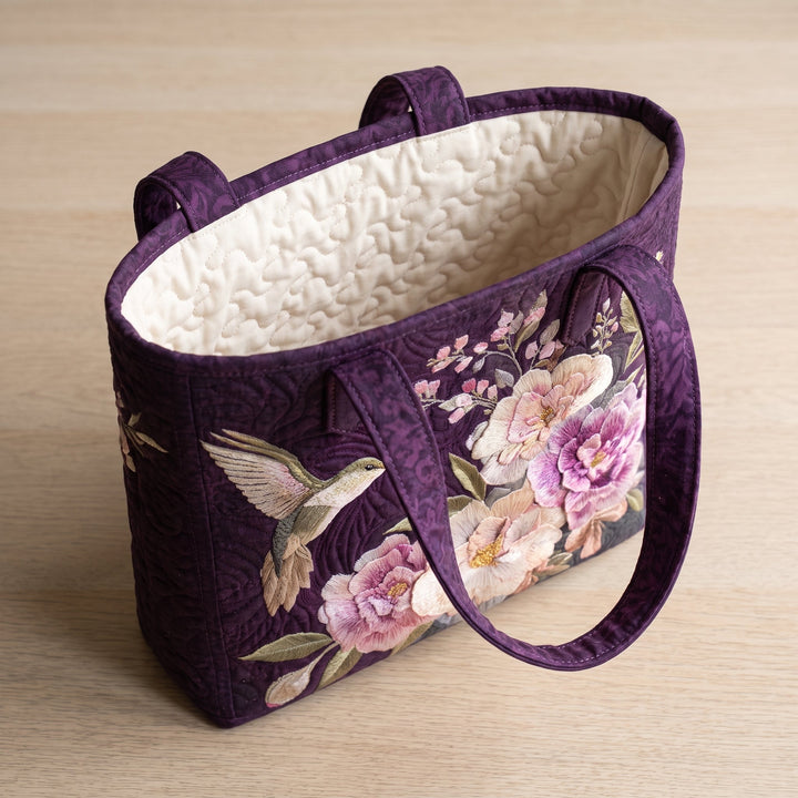 Hummingbirds and Orchids Quilted Artisan Tote