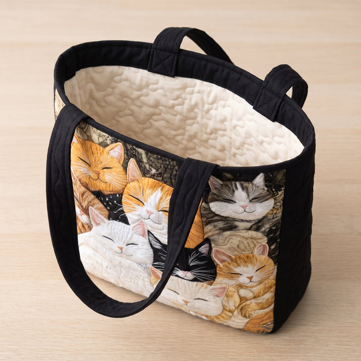 Sleeping Kittens Quilted Artisan Tote