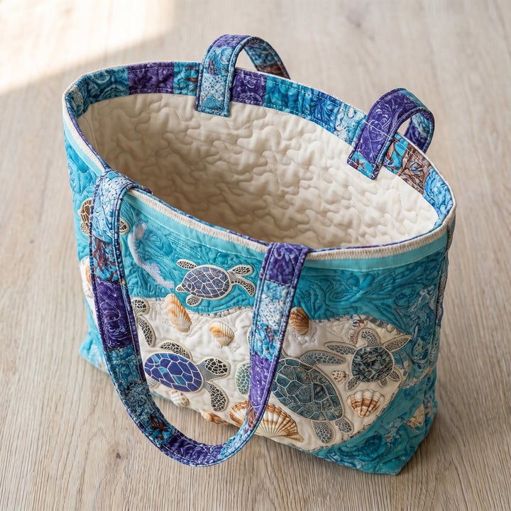 Turtle Love Quilted Artisan Tote