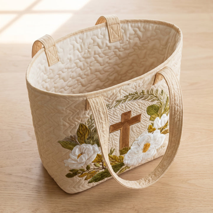 Sacred Cross Quilted Artisan Tote
