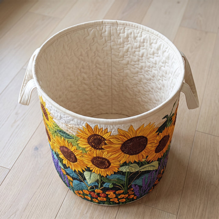 Sunflowers Quilted Laundry Basket
