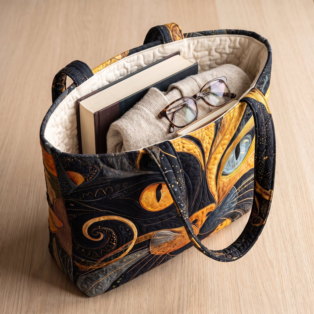 Mystic Cat Quilted Artisan Tote