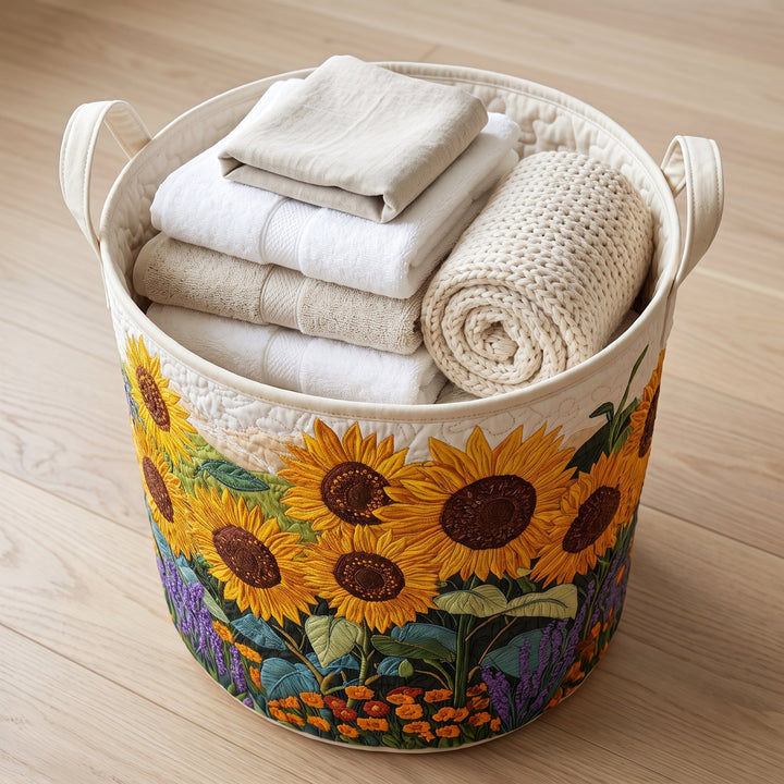 Sunflowers Quilted Laundry Basket