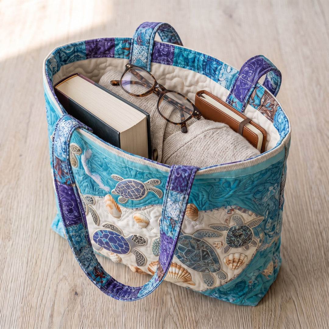 Turtle Love Quilted Artisan Tote
