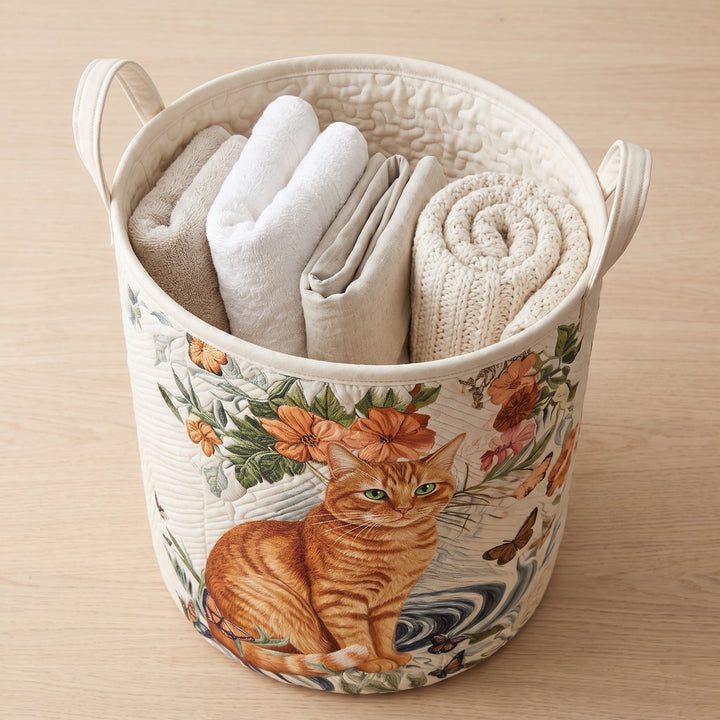 Warm Yellow Quilted Laundry Basket