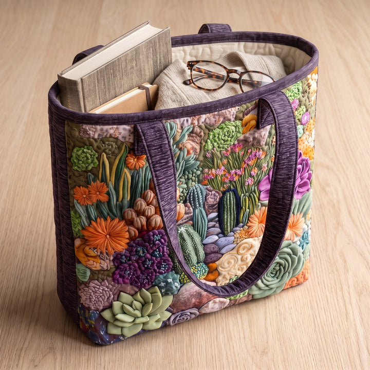 Succulent Garden Quilted Artisan Tote