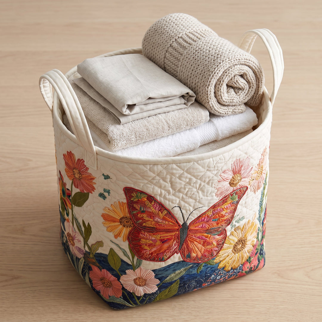 Colorful Beauty Quilted Laundry Basket