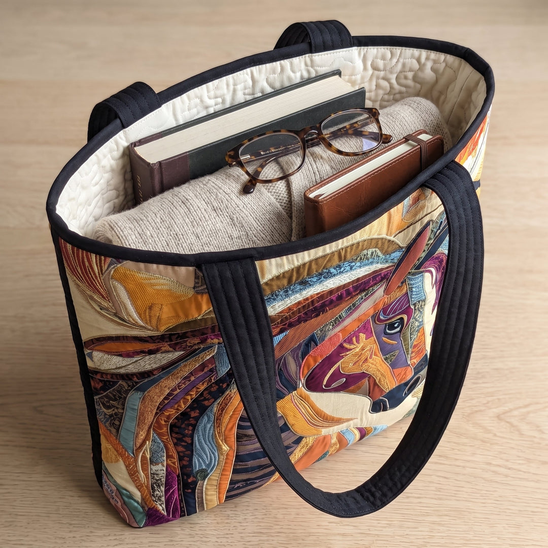 Mosaic Horse Quilted Artisan Tote