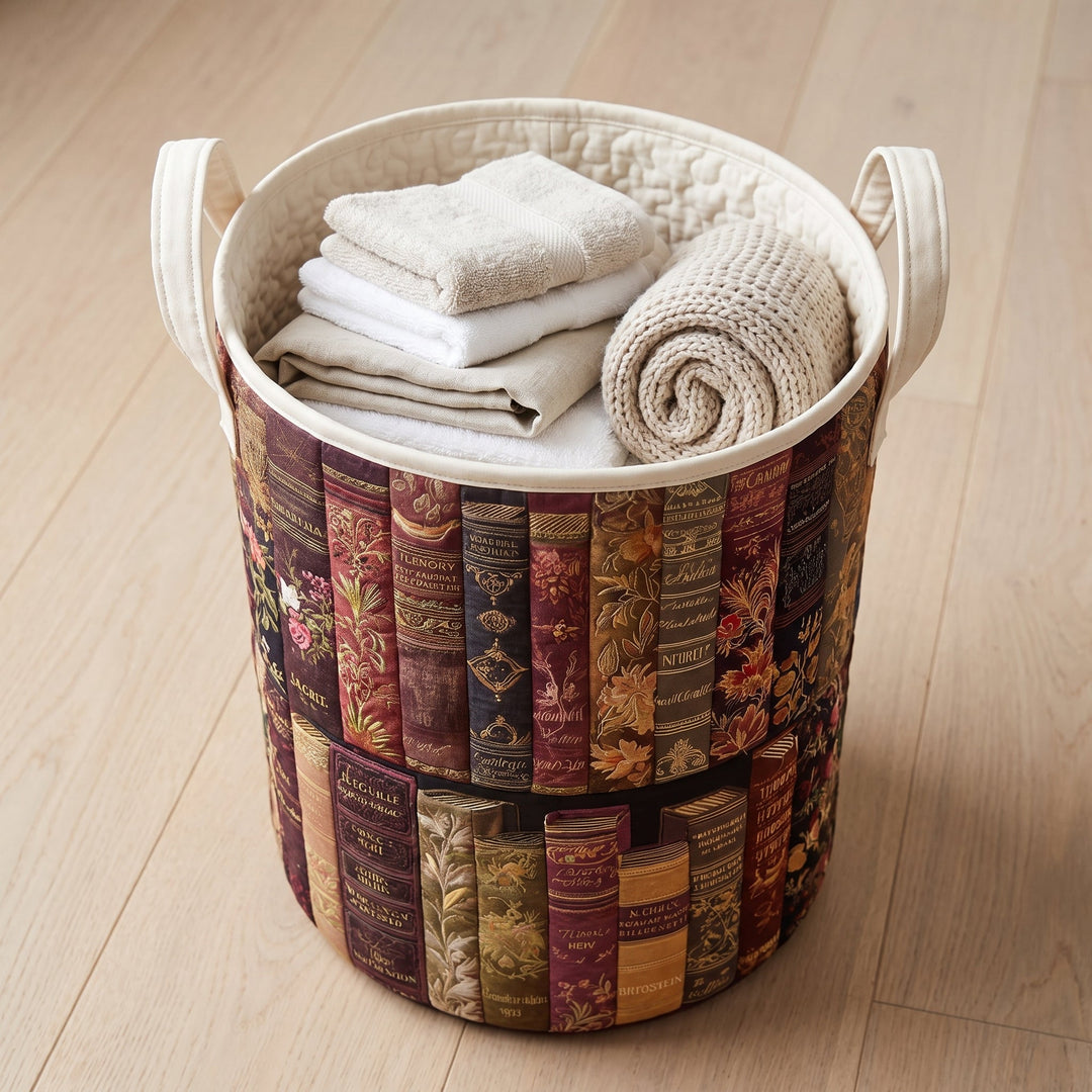 Literary Spirit Quilted Laundry Basket