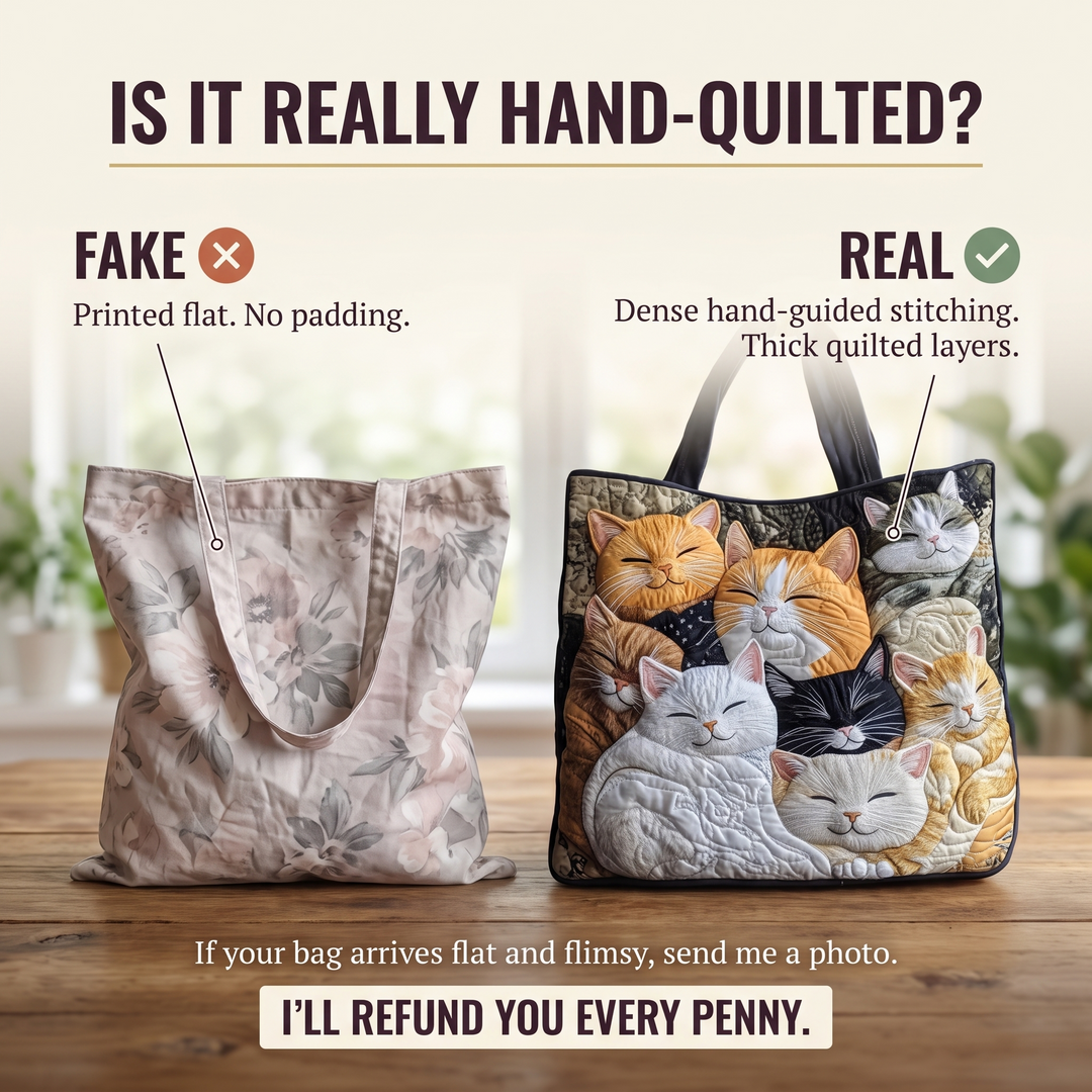 Sleeping Kittens Quilted Artisan Tote