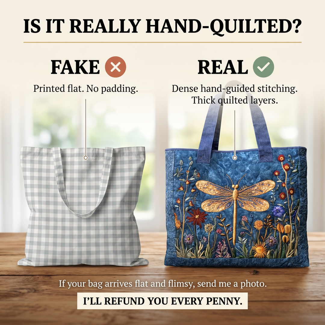Golden Dragonfly Quilted Artisan Tote