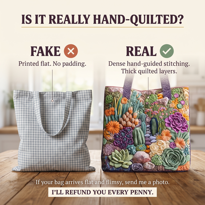 Succulent Garden Quilted Artisan Tote