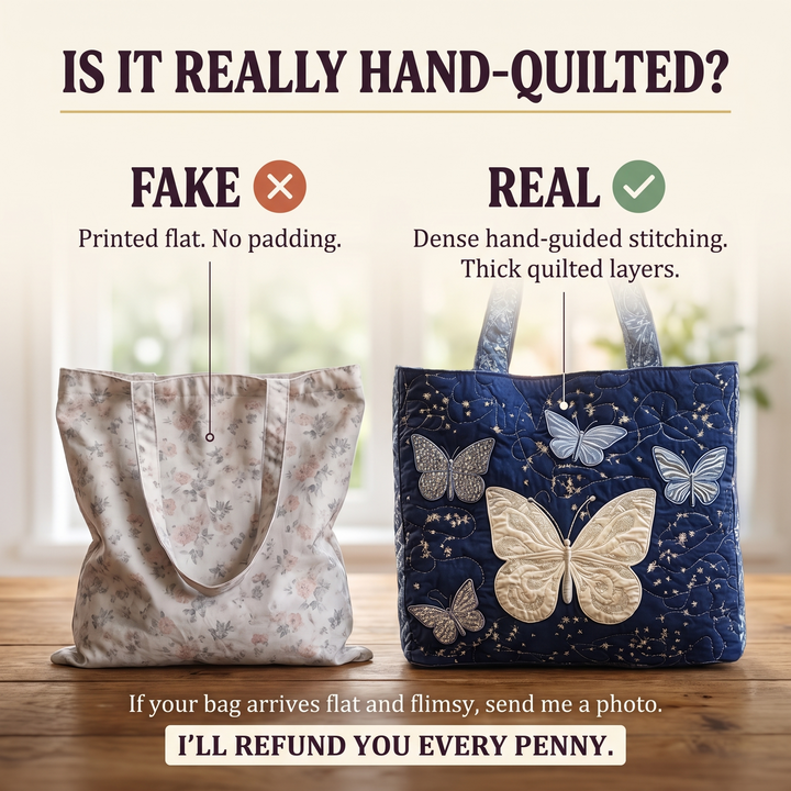 Silver Butterfly Quilted Artisan Tote