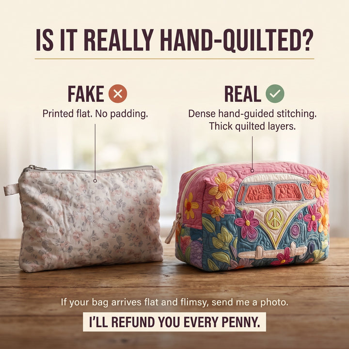 Retro Bloom Journey Quilted Makeup Bag