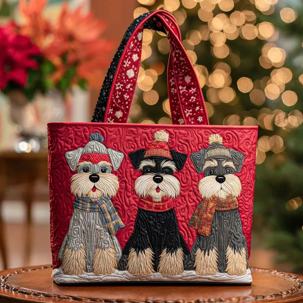 Trio of Schnauzers Quilted Artisan Tote