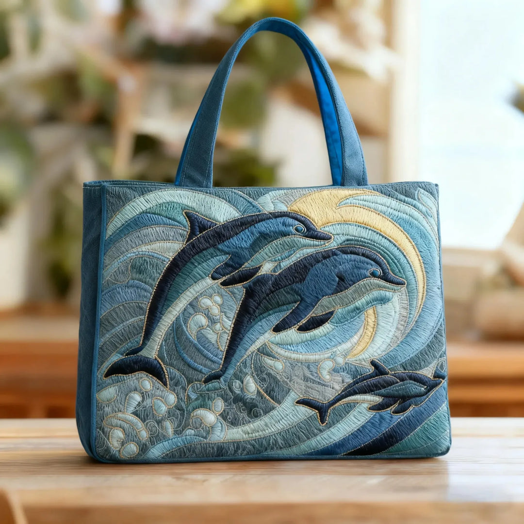 Ocean Dolphin Quilted Artisan Tote