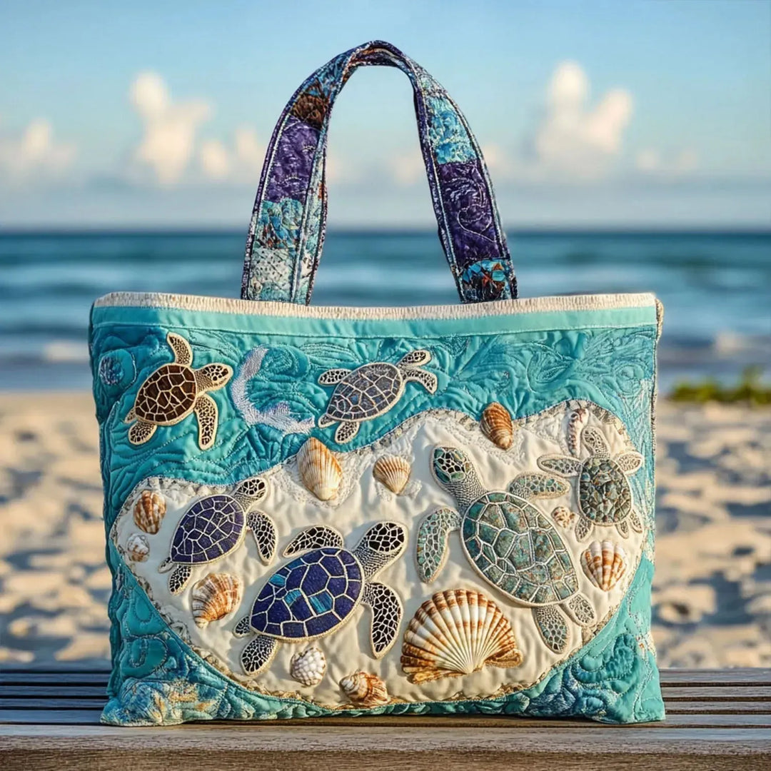 Turtle Love Quilted Artisan Tote