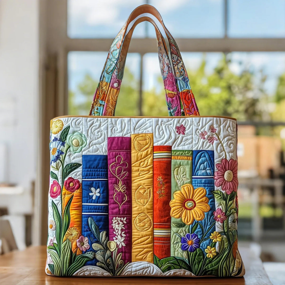 Floral Library Quilted Artisan Tote