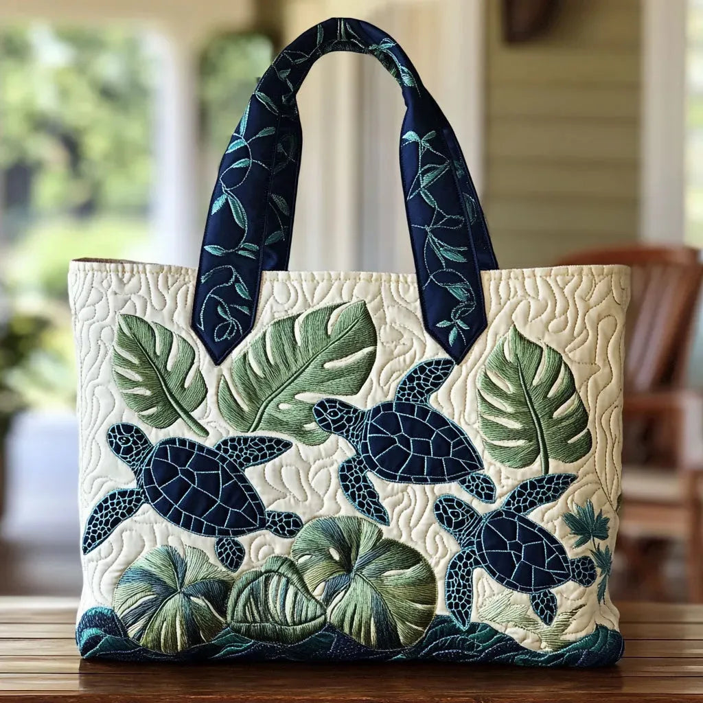 Grace of the Sea Turtle Quilted Artisan Tote