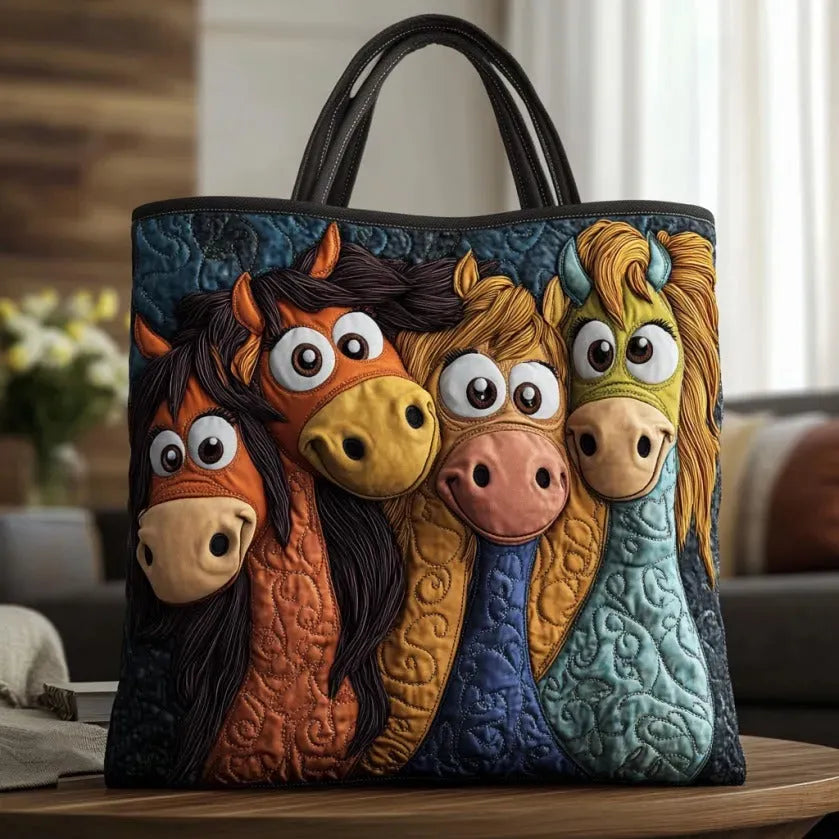 Playful Ponies Quilted Artisan Tote