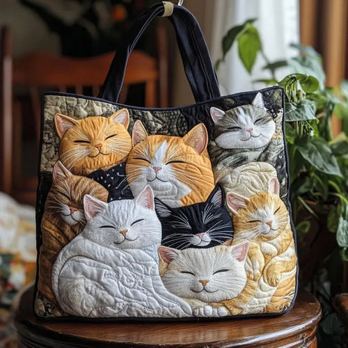 Sleeping Kittens Quilted Artisan Tote