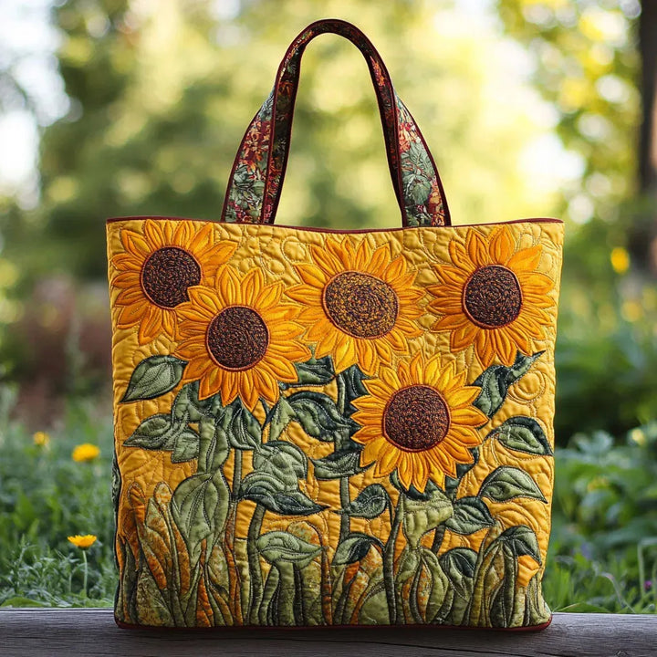 Classic Sunflowers Quilted Artisan Tote