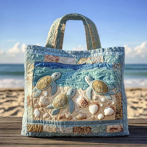Marine Turtles Quilted Artisan Tote