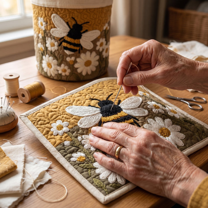 Daisy &amp; Bee Quilted Laundry Basket