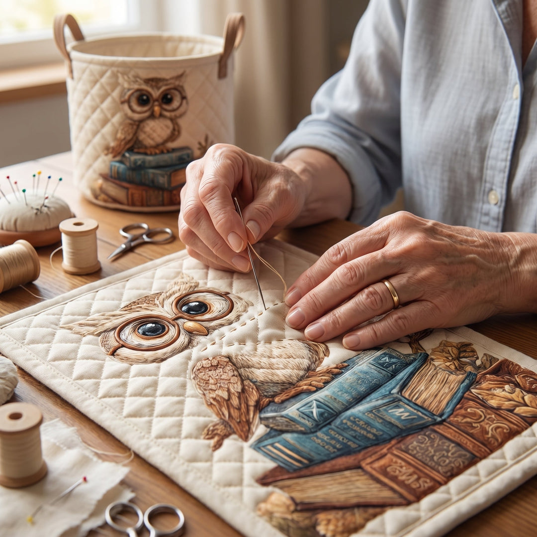Owl Quilted Laundry Basket