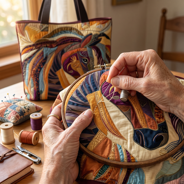 Mosaic Horse Quilted Artisan Tote