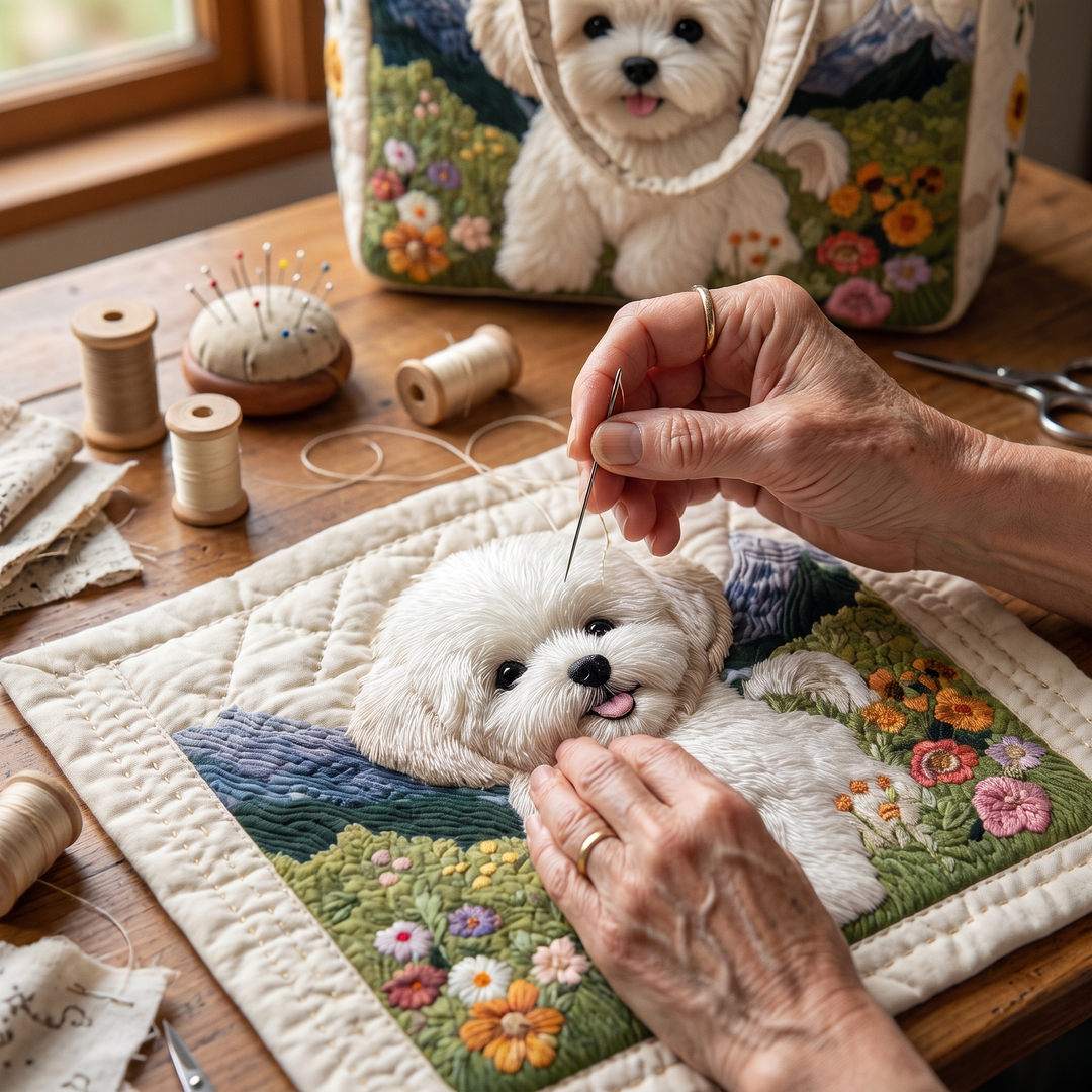 Enchanted Dog Quilted Artisan Tote